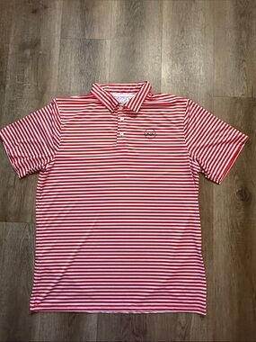DD red and white striped polo size large